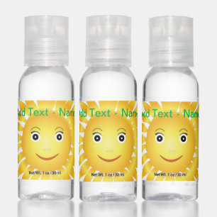 Happy Smiling Sun Hand Sanitizer with Custom Text