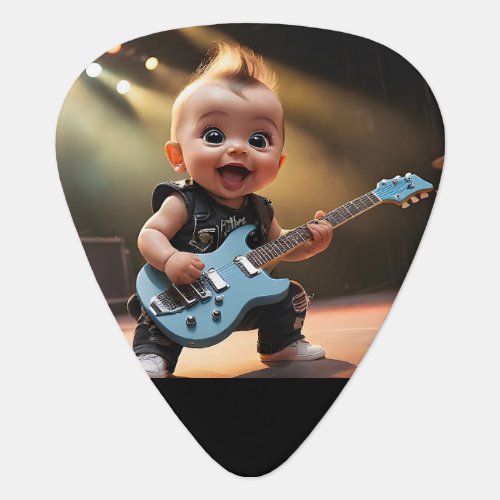 Happy Smiling Toddler Playing Guitar Live on Stage Guitar Pick