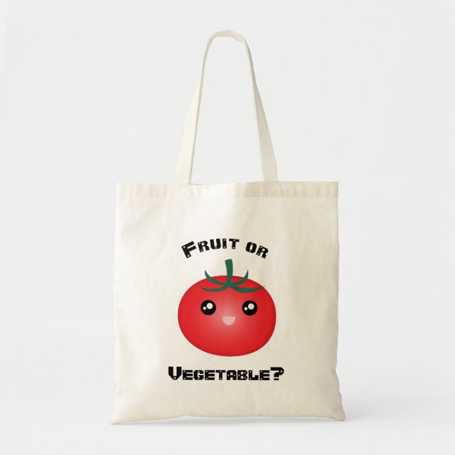 Happy Smiling Tomato Fruit Vegetable Kawaii Tote Bag (Front)