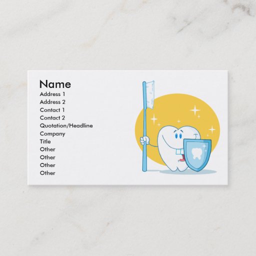 Customizable Happy Smiling Tooth With Toothbrush And Shield Business Card