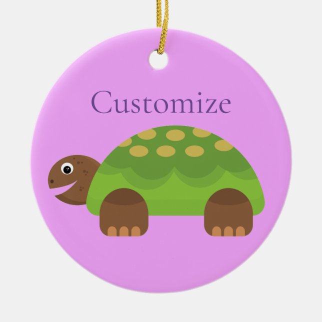 Happy Smiling Turtle Thunder_Cove Ceramic Ornament (Front)