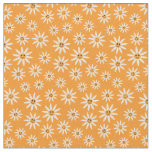 Happy smiling white flowers pattern on orange fabric