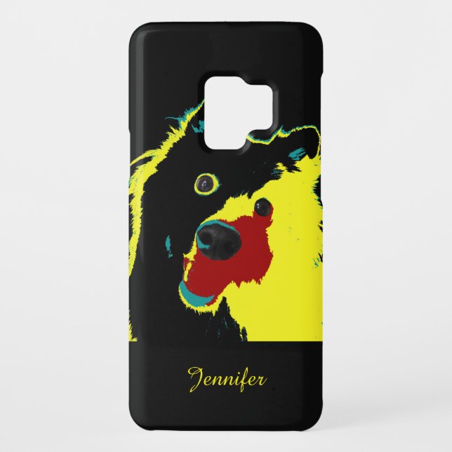 Happy Smiling Yellow Dog, Name, Case-Mate Samsung Galaxy Case (Back)