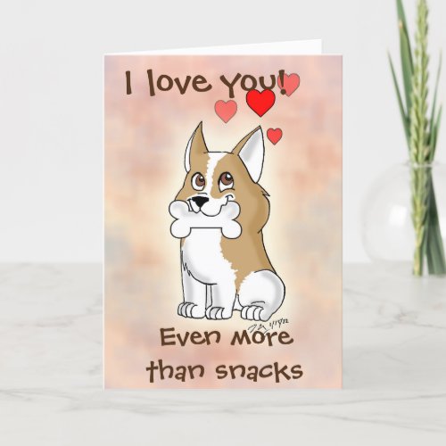 Happy Snack Corgi Dog Valentines Day Card