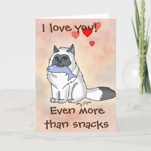 Happy Snack Rag Doll Cat Valentines Day Card