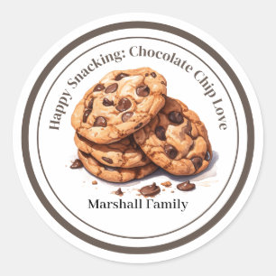 Happy Snacking: Chocolate Chip Love Classic Round Sticker
