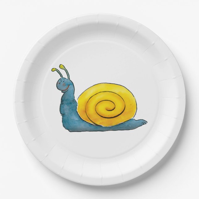 Happy snail | Adorable Animal Paper Plates (Front)