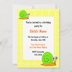 Happy Snail Children's Birthday Invitation