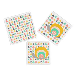 Happy Snail on Triangles Acrylic Tray