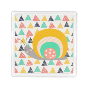 Happy Snail on Triangles Acrylic Tray