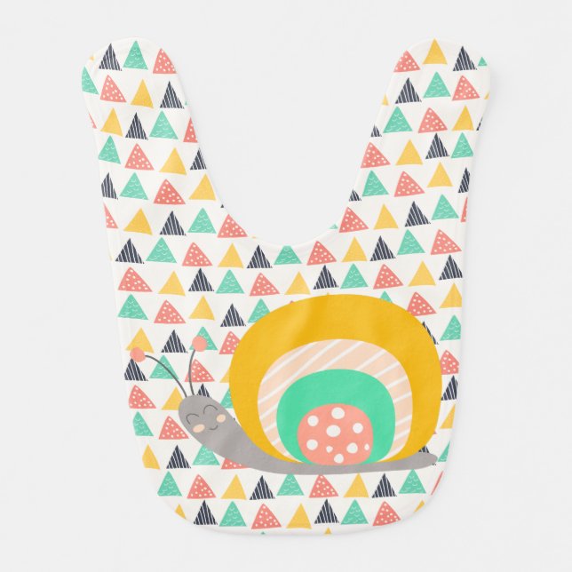 Happy Snail on Triangles Bib (Front)