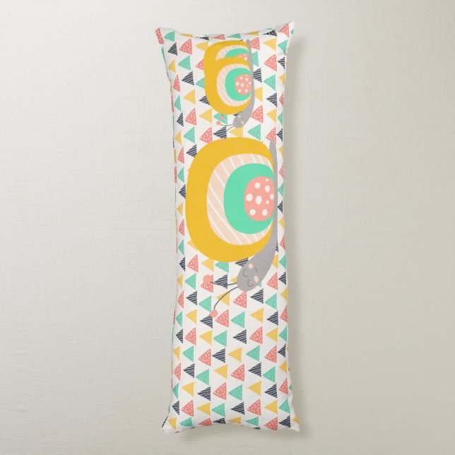 Happy Snail on Triangles Body Pillow (Back (Vertical))