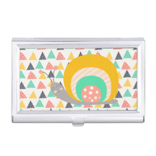 Happy Snail on Triangles Case For Business Cards
