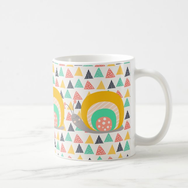 Happy Snail on Triangles Coffee Mug (Right)