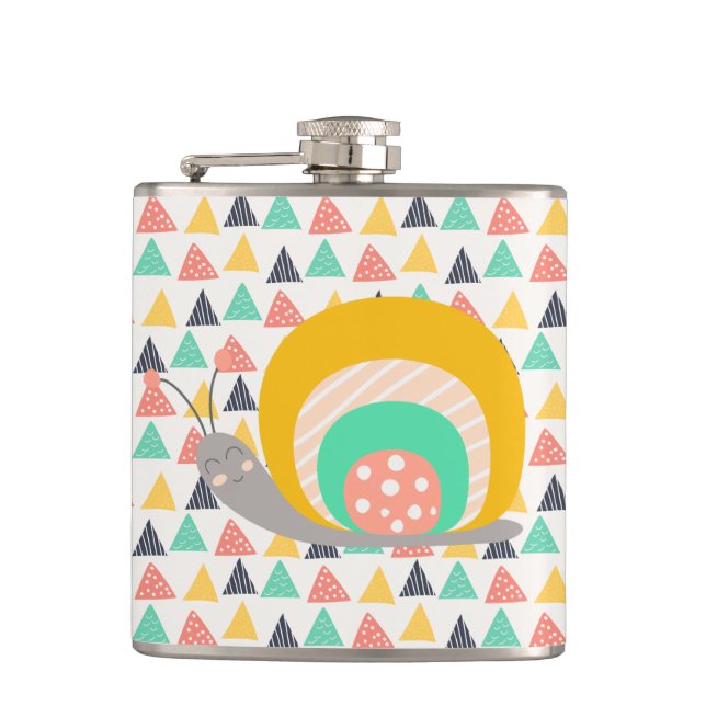 Happy Snail on Triangles Flask (Front)