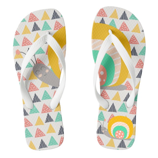 Happy Snail on Triangles Flip Flops (Footbed)