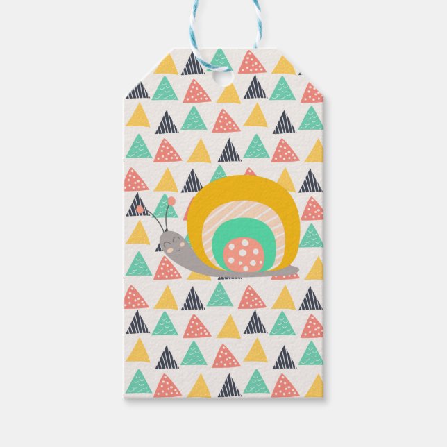 Happy Snail on Triangles Gift Tags (Front)