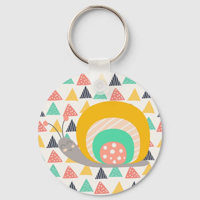 Happy Snail on Triangles Keychain (Front)