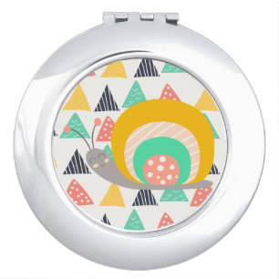 Happy Snail on Triangles Mirror For Makeup
