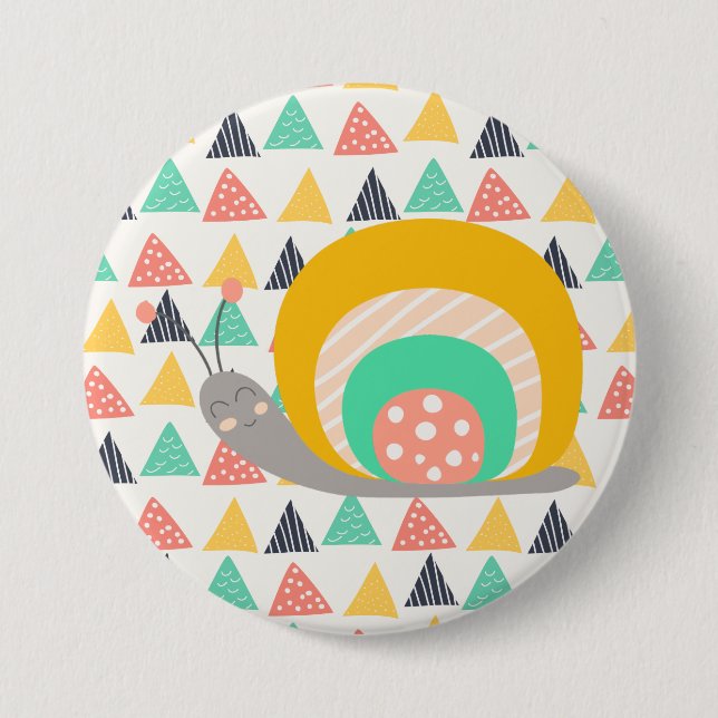 Happy Snail on Triangles Pinback Button (Front)