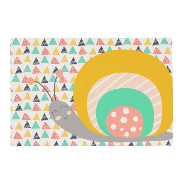 Happy Snail on Triangles Placemat (Front)