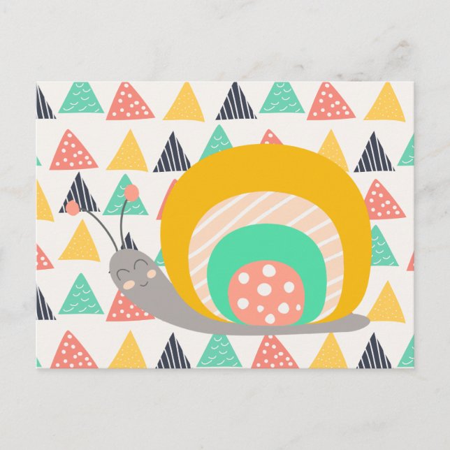 Happy Snail on Triangles Postcard (Front)