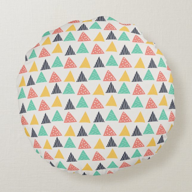 Happy Snail on Triangles Round Pillow (Back)