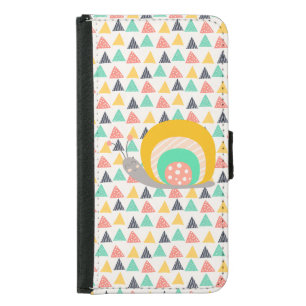 Happy Snail on Triangles Wallet Phone Case For Samsung Galaxy S5