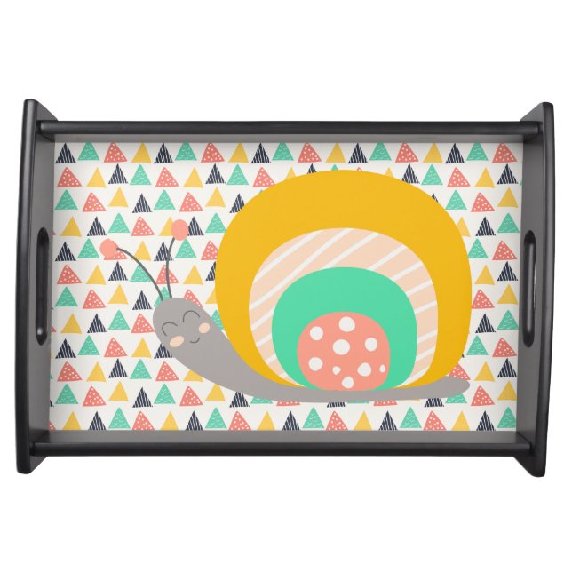 Happy Snail on Triangles Serving Tray (Front)