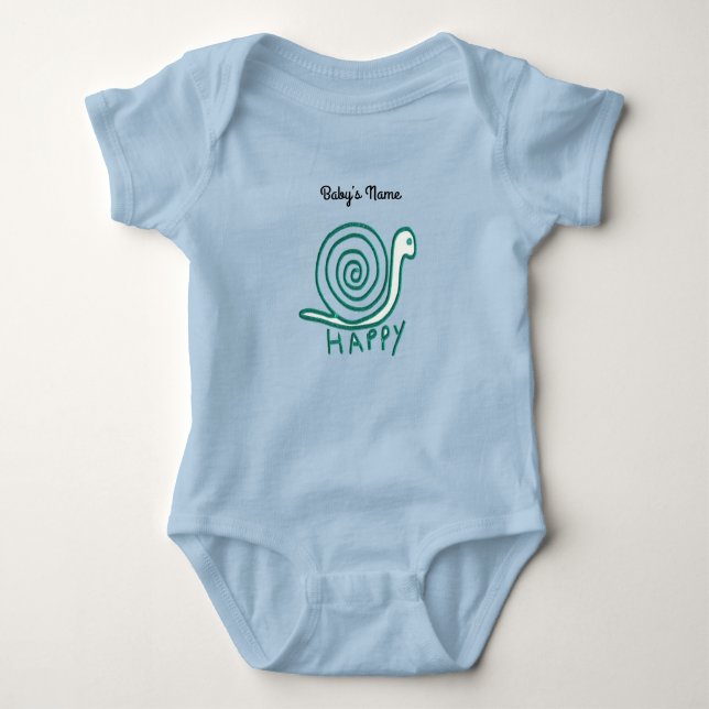 Happy Snail: Personalize Baby’s Name Baby Bodysuit (Front)