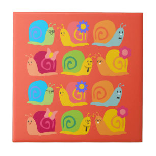 Happy snails cute snails ceramic tile
