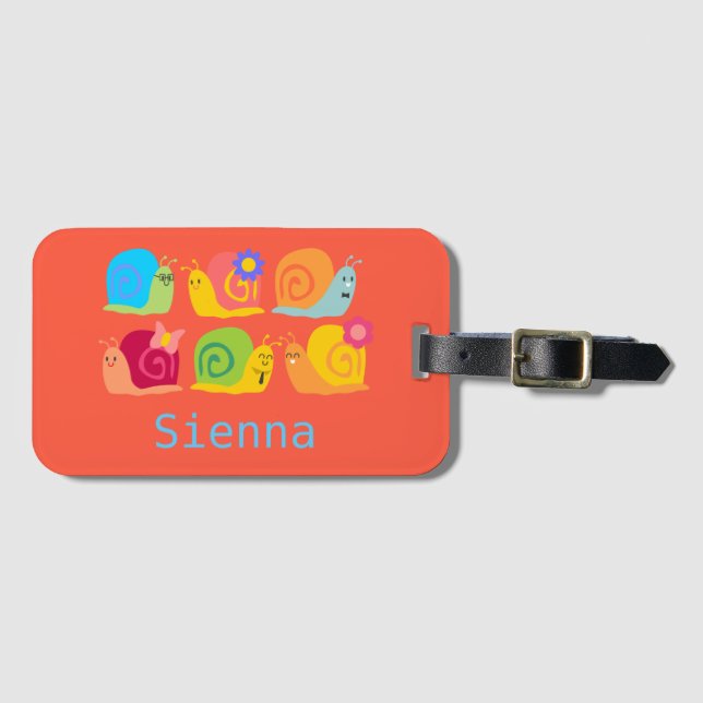 Happy snails cute snails luggage tag (Front Horizontal)