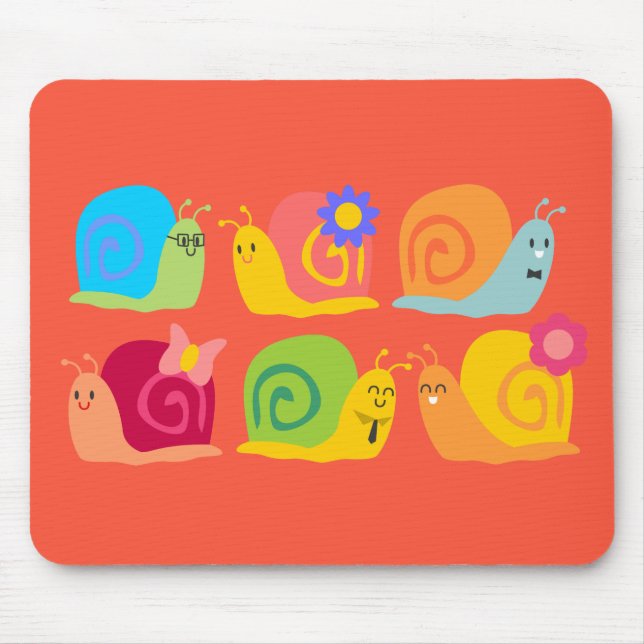 Happy snails cute snails mouse pad (Front)