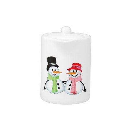 Happy Snow Couple Teapot