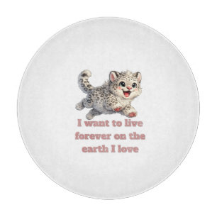 Happy Snow Leopard Wildlife Conservation Inspirati Cutting Board