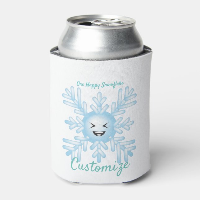 Happy Snowflake Emoticon Thunder_Cove  Can Cooler (Can Front)