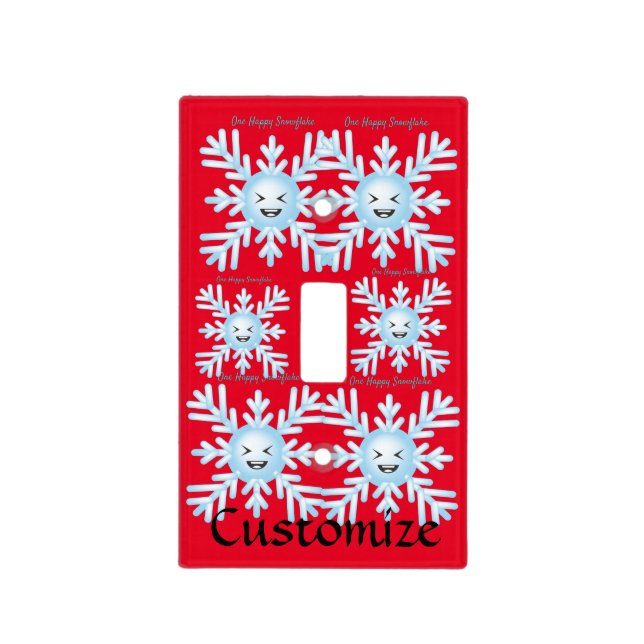 Happy Snowflake Emoticon Thunder_Cove Light Switch Cover (Front)