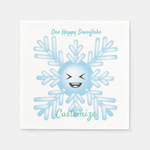 Happy Snowflake Emoticon Thunder_Cove Napkins