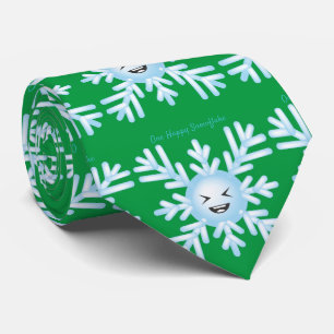 Happy Snowflake Emoticon Thunder_Cove Neck Tie