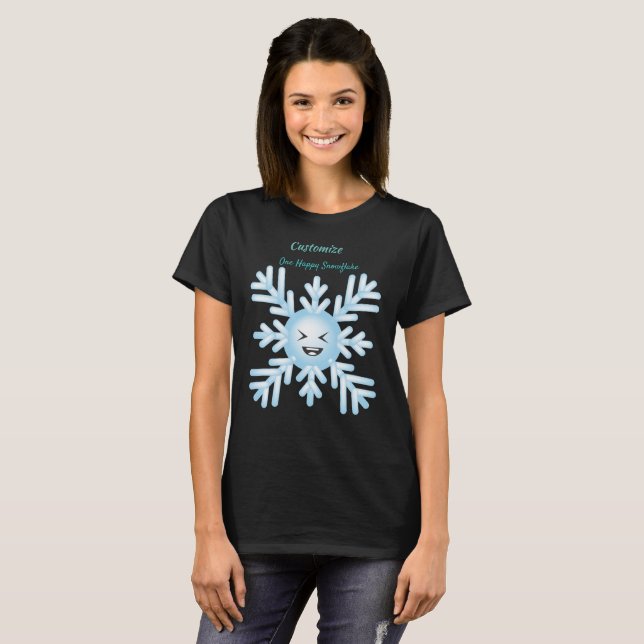 Happy Snowflake Emoticon Thunder_Cove  T-Shirt (Front Full)