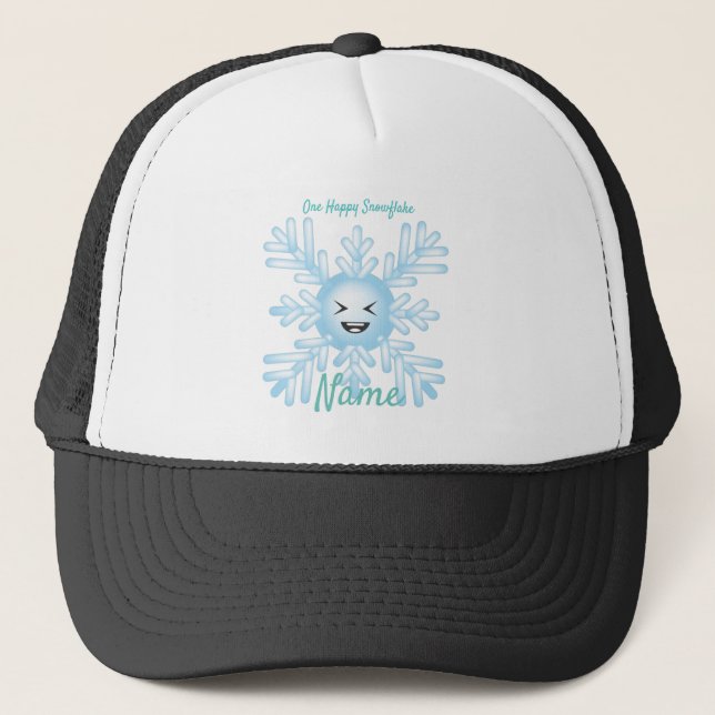 Happy Snowflake Emoticon Thunder_Cove Trucker Hat (Front)