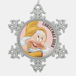 Happy Snowflake Pewter Christmas Ornament