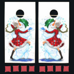 Happy Snowman and Girl Dance Tango Christmas  Cornhole Set<br><div class="desc">Happy Snowman and Girl Dance Tango Christmas Party Fun Cartoon Drawing - Choose / Add Your Unique Text / Name / Color - Make Your Special Gift - Resize and move or remove and add elements / text with customization tool ! Drawing and Design by MIGNED. Please see my other...</div>