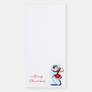 Happy Snowman and Girl Dance Tango Christmas Party Magnetic Notepad