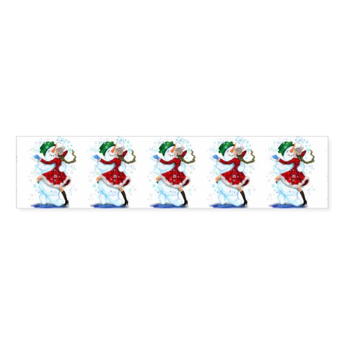 Happy Snowman and Girl Dance Tango Christmas Party Napkin Bands