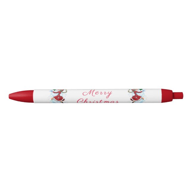 Happy Snowman and Girl Dance Tango Christmas Party Pen (Front)