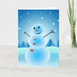 Happy Snowman and Snow Holiday Card