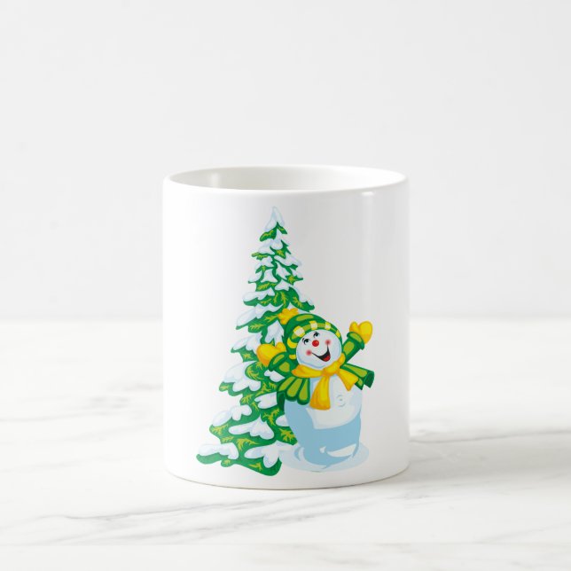 Happy Snowman Cartoon Coffee Mug (Center)