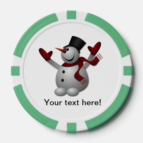 Happy snowman cartoon poker chips