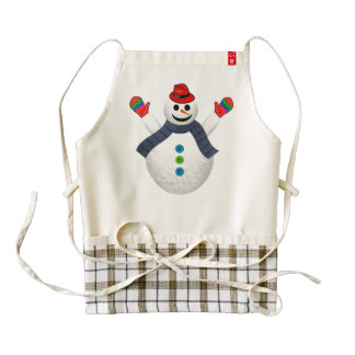 Happy snowman cartoon zazzle HEART apron